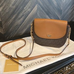 Michael Kors brown and tan crossbody purse